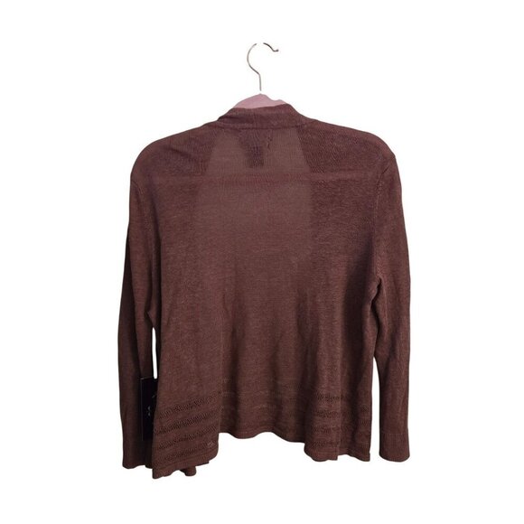 Nanette Lepore NWT Linen Lightweight Brown Open Front Cardigan Sweater Size XL - Picture 3 of 8